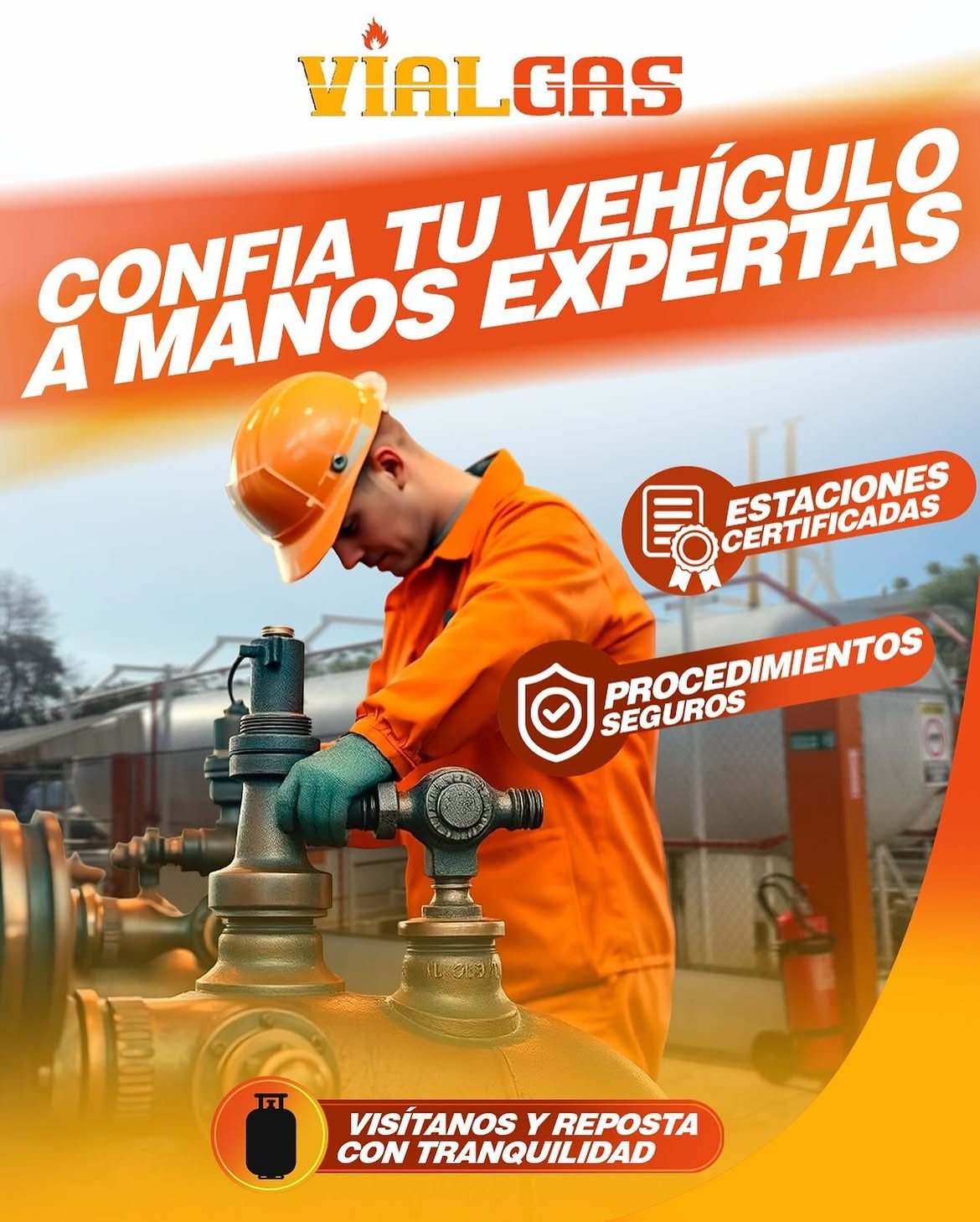 Técnico de Vialgas operando en estación certificada